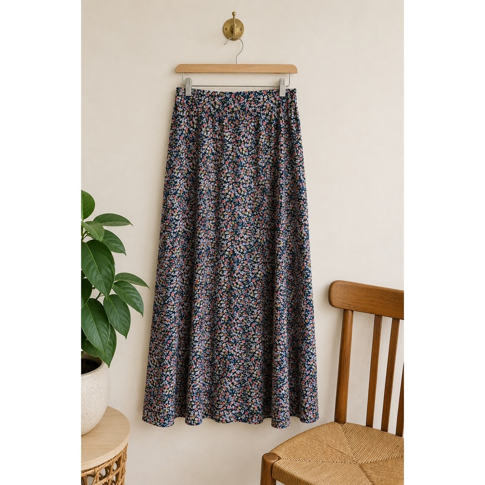 Minimum Floral Prairie Midi Skirt Cottagecore Blue ALine EU 36 Sz 4 Garden Euro